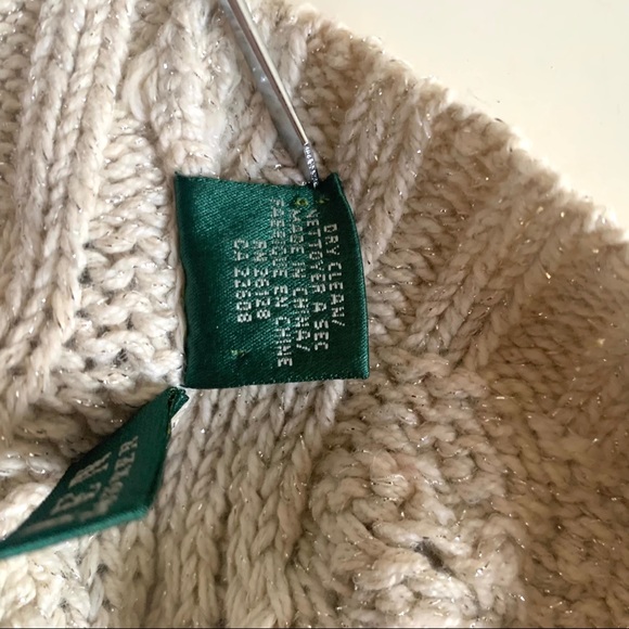 LAUREN by RALPH LAUREN Creamy oatmeal hat w/ silvery threads Slouchy knit beanie - Picture 6 of 7